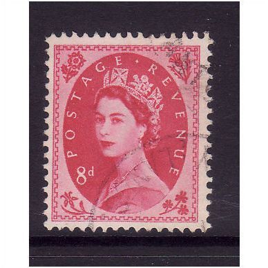 GREAT BRITAIN 1955 SG550 QEII ED CROWNS 8d MAGENTA FINE USED #3