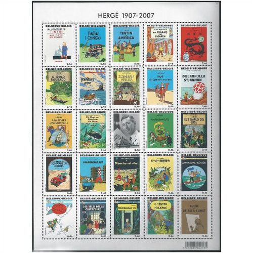 Belgium Mi Zd-Bo 3684/3708: Centenary of the Birth of Hergé, Creator of 'Tintin'