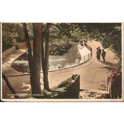 Vintage Photochrom PC 1937 - The Lake, Boscombe Gardens, Dorset