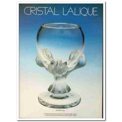 cristal lalique 1976 baghera vase crystal glass vintage ad