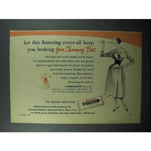 1957 Wrigley's Spearmint Gum Ad - Flattering Cover-all