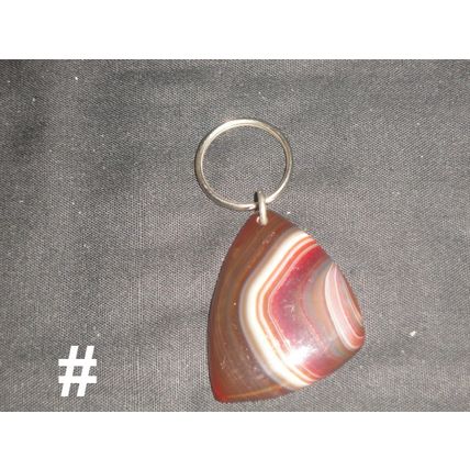 Unisex natural beige white brown triangular agate keyring charm