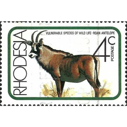 RHODESIA, MAMMALS, Roan Antelope, white 1976, 4c