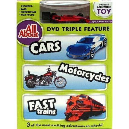 All About Cars-Motorcycles-Trains DVD w Collectible Toy