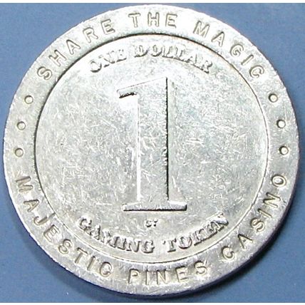 Majestic Pines. $1 Casino Token. Black River Falls, WI. 18A.