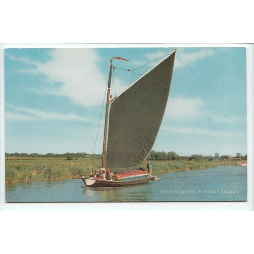 Wherry Albion Boat Norfolk Broads Postcard 3999c