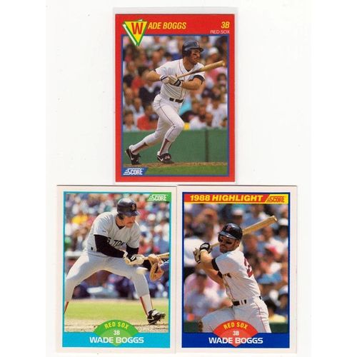 Three 1989 Score Wade Boggs cards – 175, 654, Hottest 100 Stars #100 – NM – HOF