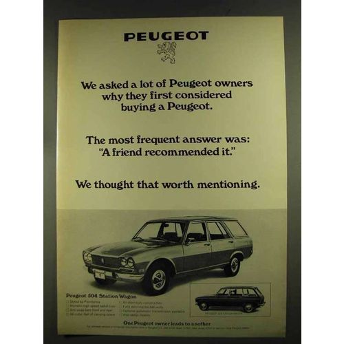 1972 Peugeot 504 Station Wagon Ad - We Asked Owners