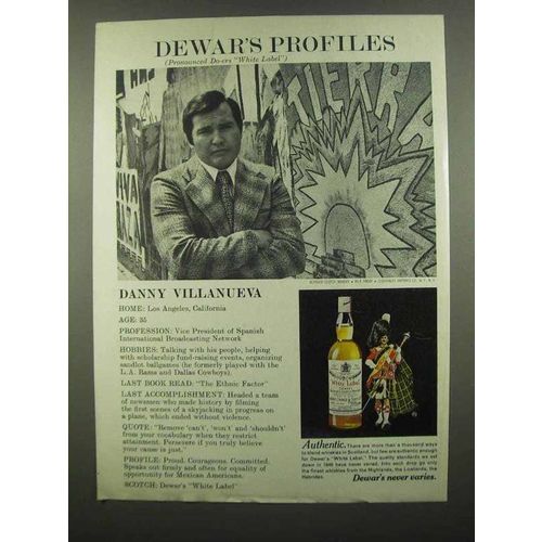 1974 Dewar's White Label Scotch Ad - Danny Villanueva