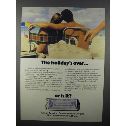1979 American Express Travelers Cheques Ad - Holiday