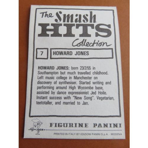 Smash Hits 1984 Panini Sticker No 7 Howard Jones