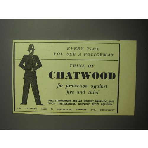1948 Chatwood Safe & Engineering Company Ad - Every time you see a policeman