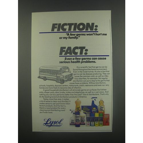1991 Lysol Products Ad - Fiction: A few germs won't hurt me or my family