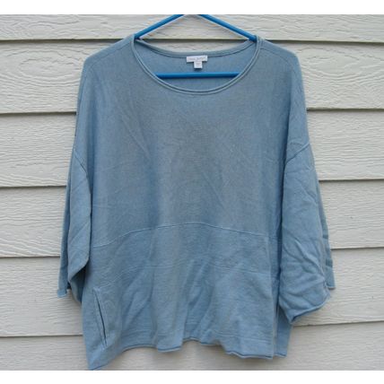 Pure Jill Kimono Blue Sweater Top Womens Small Cotton Cashmere Boxy
