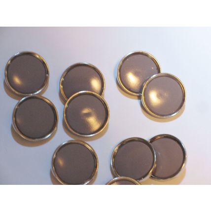 DD10 Dark Tan Shank Button Silver Band 3/4 Round 10 Pieces Sewing Crafting