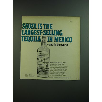 1969 Sauza Tequila Ad - Sauza is the largest-selling Tequila in Mexico