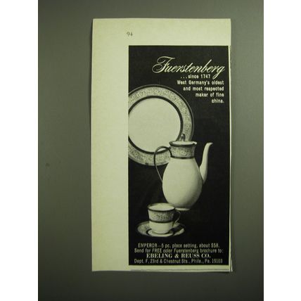 1970 Ebeling & Reuss Fuerstenberg Emperor China Advertisement