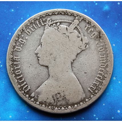 1871 MDCCCLXXI Queen Victoria Silver 92.5% Gothic Florin Two Shillings 2/-
