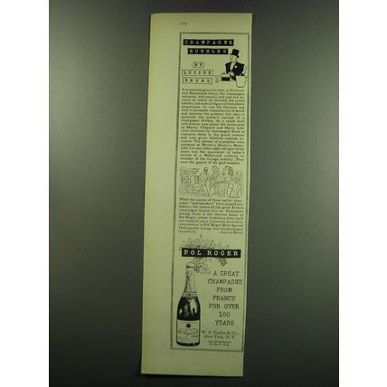 1949 Pol Roger Champagne Ad - Lucius Beebe