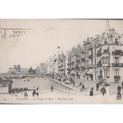 Ostende The Sea Wall La Digue De Mer Antique Belgium Postcard
