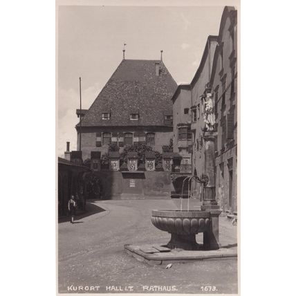 Kurort Hall Austria Rathaus Real Photo Vintage Postcard