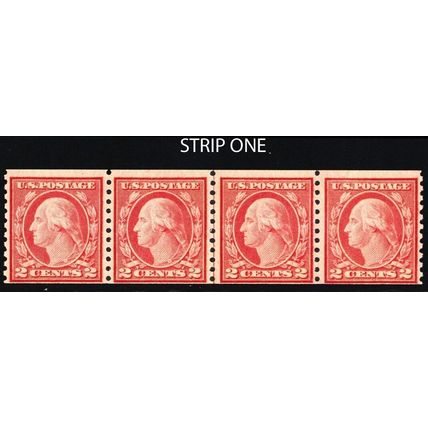 492, Mint NH 2¢ Coil Line Strip of Four CV $153.00 ^ Stuart Katz