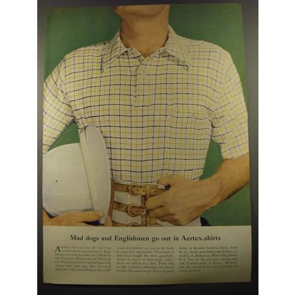 1954 Hathaway Shirts Ad - Mad dogs and Englishmen go out in Aertex shirts