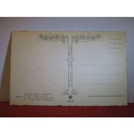 BELL TOWER, ST. MARK'S SQUARE, VENEZIA, VENICE. ITALY unused antique postcard =