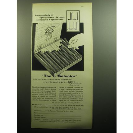 1958 Dunhill Selector Cigars Ad - A rare opportunity for cigar connoisseurs