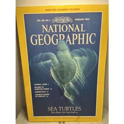 National Geographic Magazine February 1994 Sea Turtles - Vintage Collectable