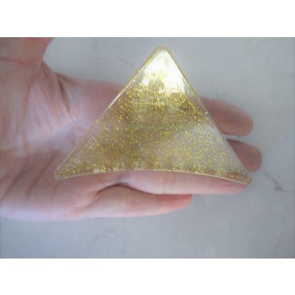 Clear transparent triangle gold sparkle glitter hair claw clip for medium fine