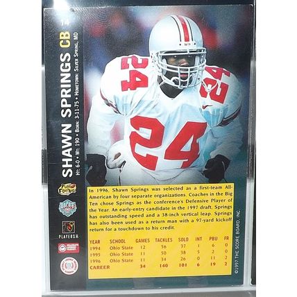 1997 Score Board SHAWN SPRINGS (Seahawks) Rookie Card #14