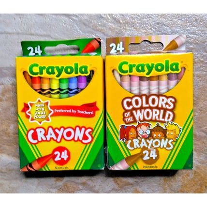 Crayola Crayons 24 Ct & Crayola Colors of the World 24 Ct Lot of 2 Packs New!