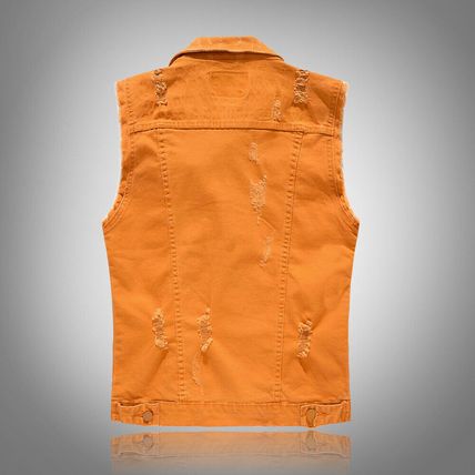 Vests Waistcoats Cowboy Ripped Sleeveless Jacket Men Jeans Vests Slim Denim