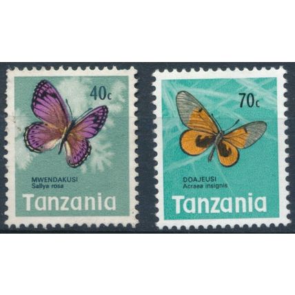 Butterflies: 40c & 70c - Tanzania 1973 - NM H - SG 163 & 166