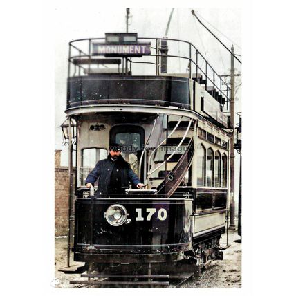 ptc1053 - North East Newcastle Tram 170 to Monument , Northumberland - print 6x4