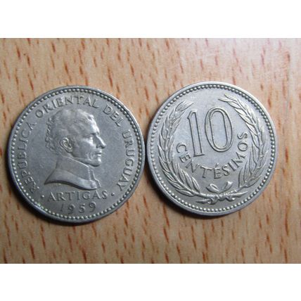 Uruguay 1959 10 Centesimos Coin