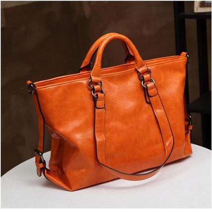 Women Vegan Leather Handbags Tote Purse Shoulder Bag Brown
