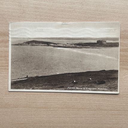 Vintage 1929 Postcard Cornwall - Fistral Beach and Headland - Newquay