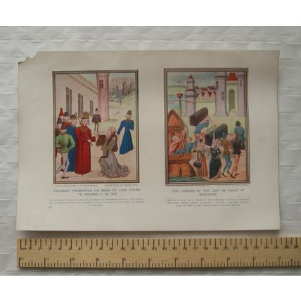 c1930 colour illustration Froissart Book Love Poems, Lady de Coucy at Boulogne