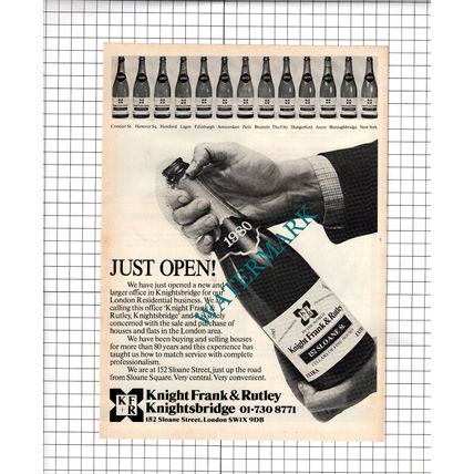 Knight Frank & Rutley Knightsbridge Estate Agents - 1980 Vintage Advert