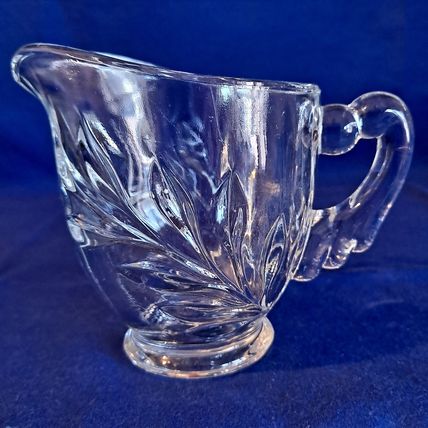 Vintage Lot 2 Indiana Glass WILLOW CLEAR 1008 CREAMERS 3 3/8" Leaf 6oz Milk