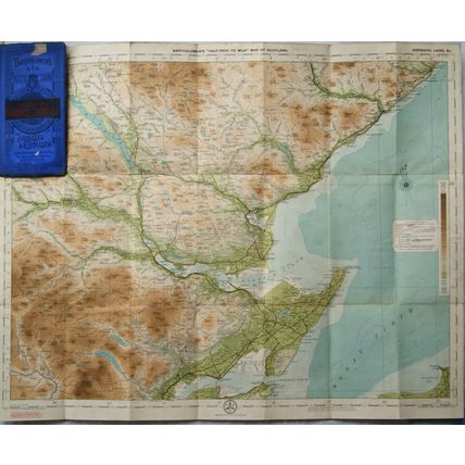 c1921 Bartholomew's New Reduced Survey Coloured linen map Sheet 25 Dornoch Lairg