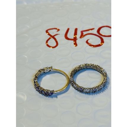 Bomb Party Sz7 Purple BP Ring Fashion Jewelry RBP 2Pc Rhodium P Band Set