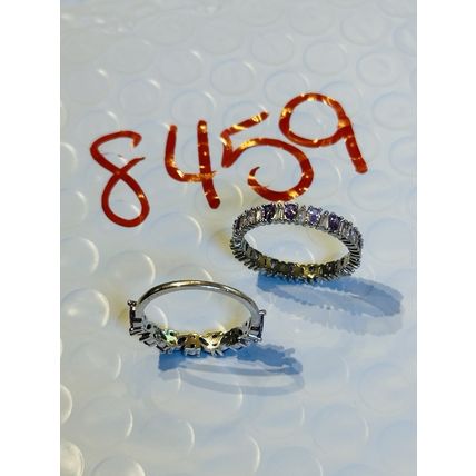 Bomb Party Sz7 Purple BP Ring Fashion Jewelry RBP 2Pc Rhodium P Band Set