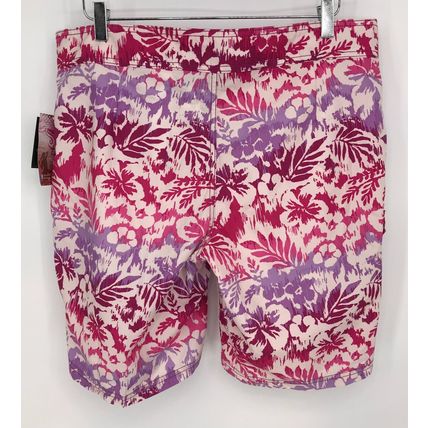 Kanu Surf Women oceanside Hawaiian print purple water swim shorts size 14