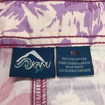 Kanu Surf Women oceanside Hawaiian print purple water swim shorts size 14