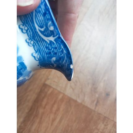 Willow Pattern Milk Jug , Cup and saucers Pottery Blue and White Bundle Lot