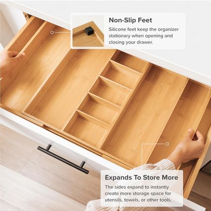 Adjustable Kitchen Drawer Organizer for Utensils and Junk, Food-Safe Contract Gr
