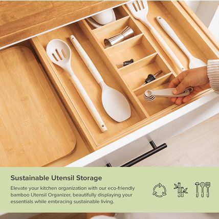 Adjustable Kitchen Drawer Organizer for Utensils and Junk, Food-Safe Contract Gr